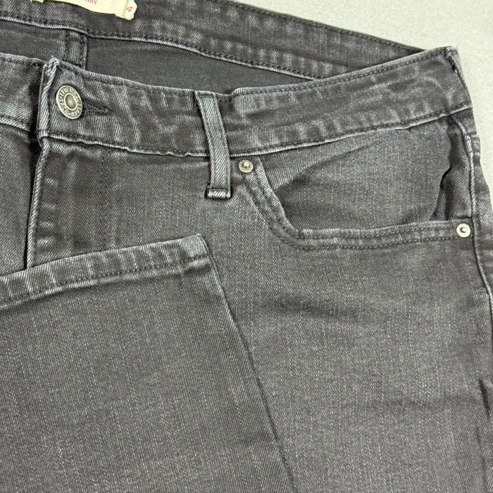 Levis 711 Skinny Jeans Black Denim Mid Rise Stretch Pants Womens 34